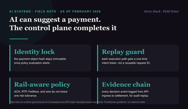 AI can suggest a payment, only the control plane completes it